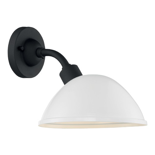 South Street Gloss White & Textured Black Outdoor Wall Light by Satco Lighting