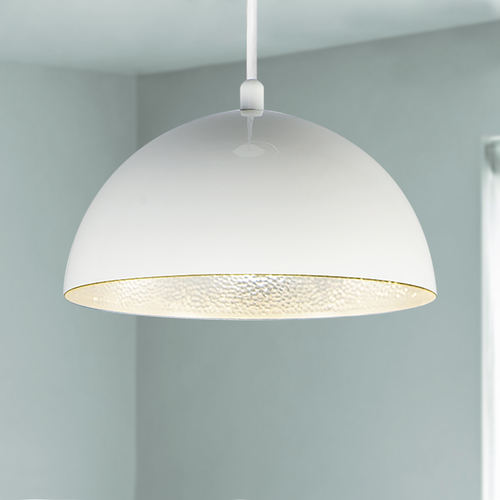 ET2 Lighting Hemisphere 9-Inch LED Pendant in Gloss White & Aluminum by ET2 Lighting E24900-GWAL