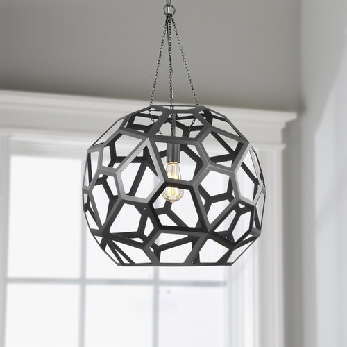 Visual Comfort Studio Collection Alexa Hampton Feccetta 20.50-Inch Laser Cut Midnight Black Pendant by Visual Comfort Studio AP1071MBK