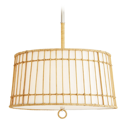 Sea Island Pendant in Rattan & Polished Nickel by Arteriors Home