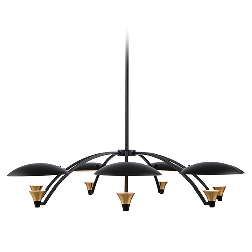 Redding 7-Light LED Chandelier in Matte Black & Brass by Kalco Lighting