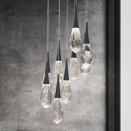 Hibiscus 9-Light LED Pendant in Black by Schonbek Beyond