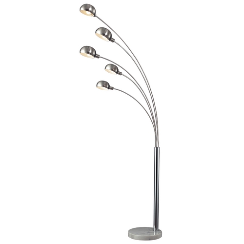 Elk Lighting Modern Arc Lamp in Chrome and White Marble Finish D2173