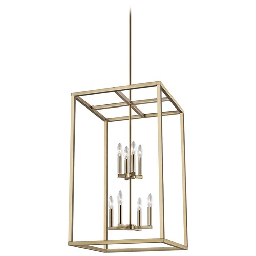 Moffett Street 19-Inch High Lantern in Satin Brass by Generation Lighting