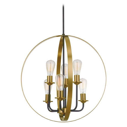 Randolph Flat Black & Satin Brass Pendant by Craftmade Lighting