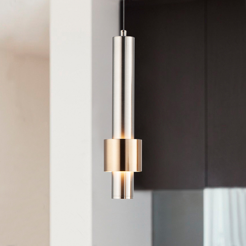 Reveal LED Mini Pendant in Satin Nickel & Brass by ET2 Lighting