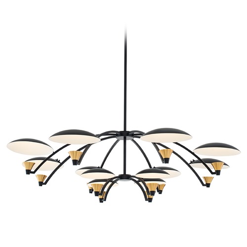 Redding 12-Light LED Chandelier in Matte Black & Brass by Kalco Lighting