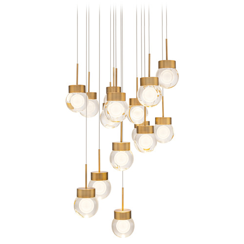 Modern Forms by WAC Lighting Modern Forms Double Bubble Aged Brass LED Multi-Light Pendant with Globe Shade PD-82015R-AB