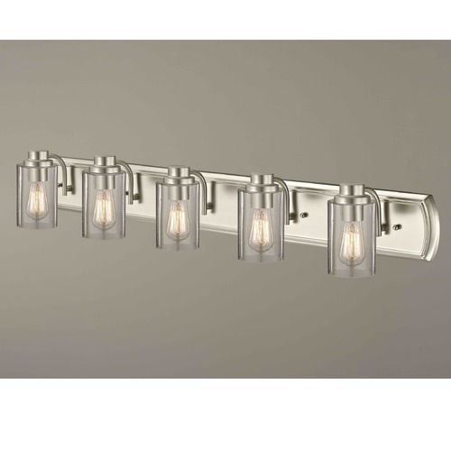 Design Classics Lighting Industrial Seeded Glass Bathroom Light Satin Nickel 5 Lt 1205-09 GL1041C