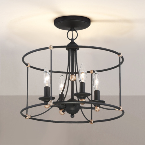 Westchester County Sand Coal with Skyline Gold Leaf Semi-Flush Mount by Minka Lavery