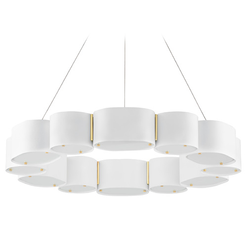 Corbett Lighting Corbett Lighting Opal Soft White & Vintage Brass Chandelier 393-30-SWH/VB