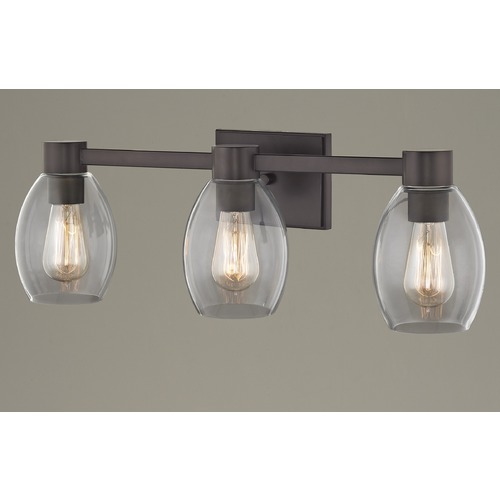 Design Classics Lighting 3-Light Clear Glass Bathroom Light Bronze 2103-220 GL1034-CLR