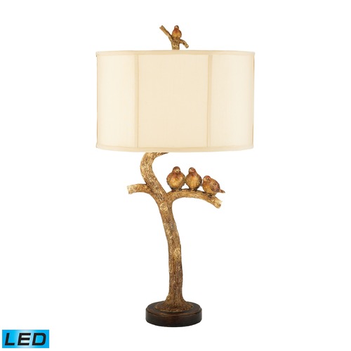 Elk Lighting Dimond Lighting Gold Leaf, Black LED Table Lamp with Drum Shade 93-052-LED