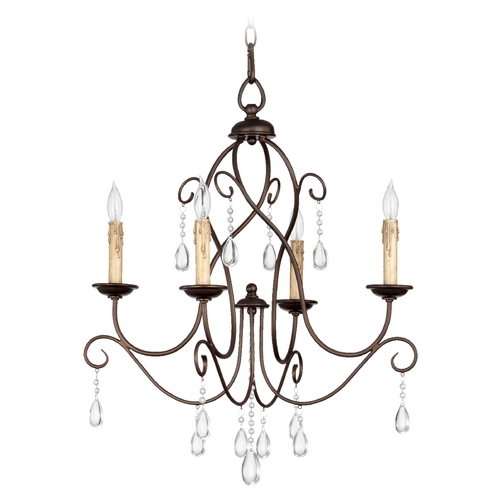 Quorum Lighting Cilia Oiled Bronze Crystal Chandelier by Quorum Lighting 6116-4-86