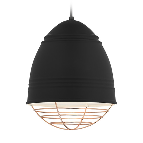 Visual Comfort Modern Collection Loft Pendant in Black with Copper Cage by Visual Comfort Modern 700TDLOFBWP