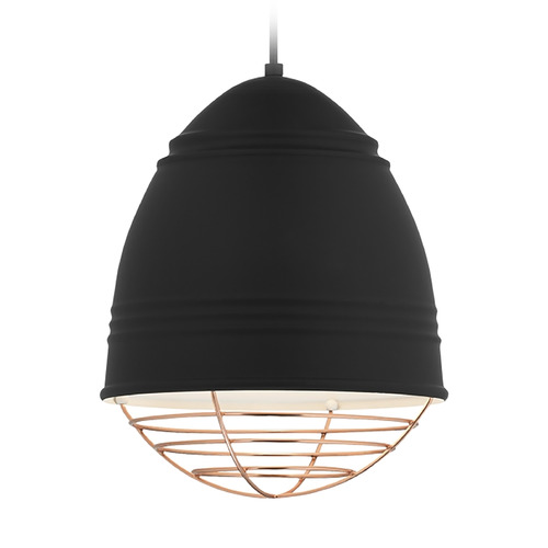 Loft Pendant in Black with Copper Cage by Visual Comfort Modern