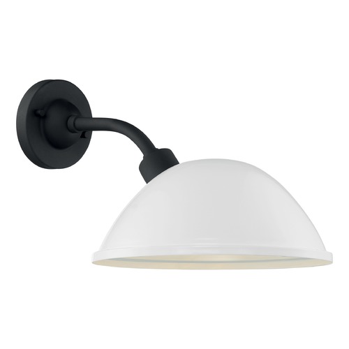 South Street Gloss White & Textured Black Outdoor Wall Light by Satco Lighting