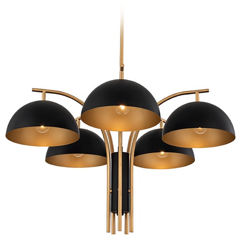 Marcel 5-Light Chandelier in Matte Black with New Brass by Kalco Lighting