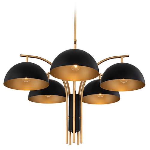 Kalco Lighting Marcel 5-Light Chandelier in Matte Black with New Brass by Kalco Lighting 513772BNB