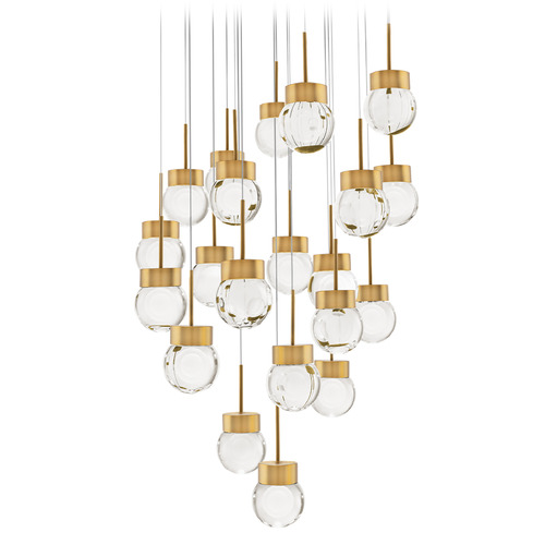 Modern Forms by WAC Lighting Modern Forms Double Bubble Aged Brass LED Multi-Light Pendant with Globe Shade PD-82021R-AB