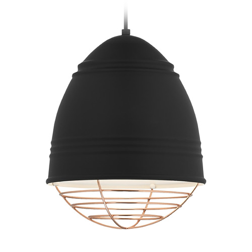 Visual Comfort Modern Collection Loft LED Pendant in Black with Copper Cage by Visual Comfort Modern 700TDLOFBWP-LED927