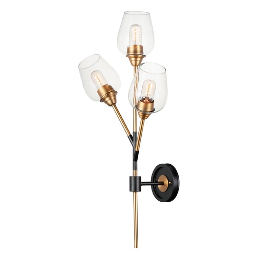 Maxim Lighting Savvy Antique Brass & Black Sconce by Maxim Lighting 26341CLABBK