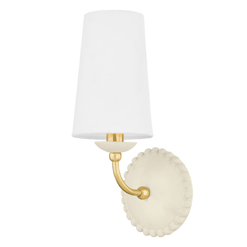 Mitzi by Hudson Valley Mitzi Janelle Aged Brass Ceramic Ivory Sconce H663101-AGB/CAI