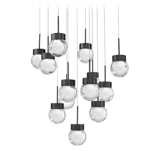 Modern Forms by WAC Lighting Modern Forms Double Bubble Black LED Multi-Light Pendant with Globe Shade PD-82013S-BK