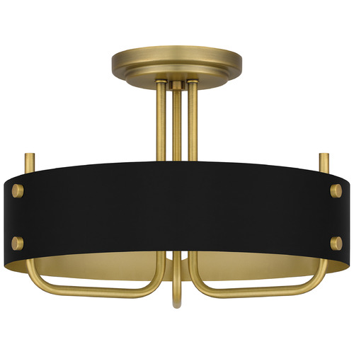 Quoizel Lighting Madden Aged Brass & Black Semi-Flushmount Light