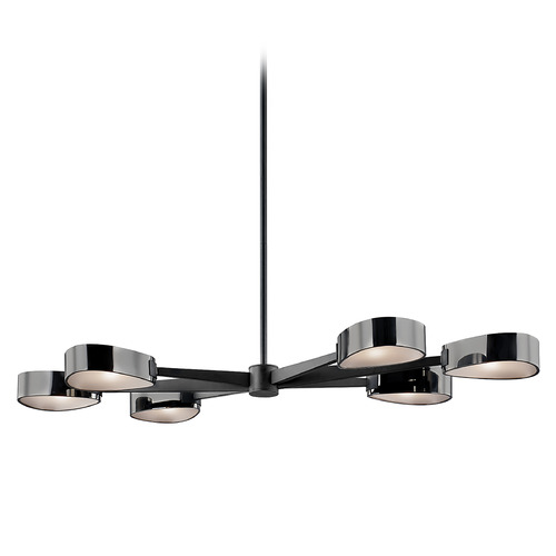 Troy Lighting Allisio Textured Black / Black Chrome Island Light with Drum Shade