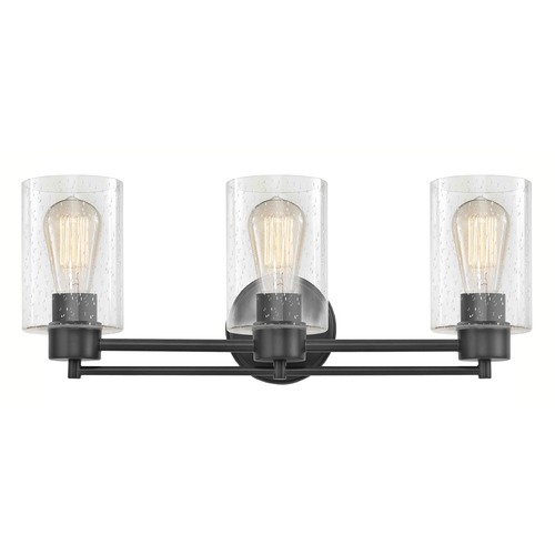 Design Classics Lighting Industrial Seeded Glass Bathroom Light Black 3 Lt 703-07 GL1041C