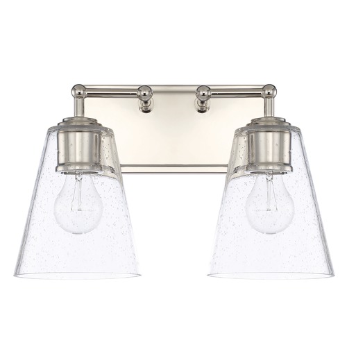 Capital Lighting Murphy 14.75-Inch Vanity Light in Polished Nickel with Seeded Glass by Capital Lighting 121721PN-463