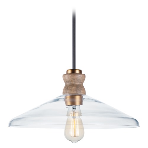 Maxim Lighting Maxim Lighting Nelson Weathered Oak / Antique Brass Pendant Light with Coolie Shade 10100CLWOAB