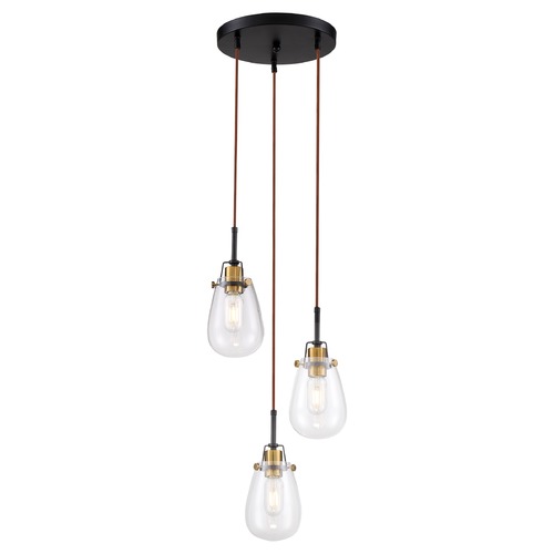 Nuvo Lighting Toleo Black & Vintage Brass Multi-Light Pendant by Nuvo Lighting 60/6853