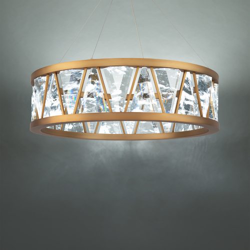 Corinth 32-Inch LED Crystal Pendant in Aged Brass by Schonbek Beyond