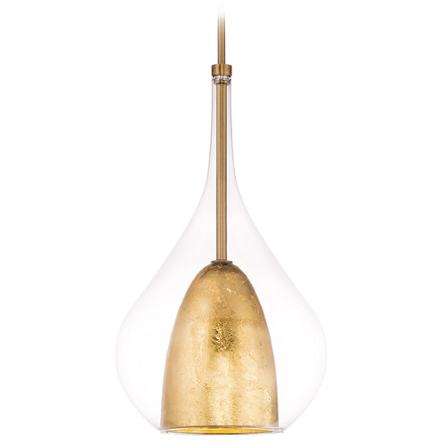 Modern Forms by WAC Lighting Helios 17-Inch LED Pendant in Aged Brass & Gold Leaf by Modern Forms PD-74318-AB/GL