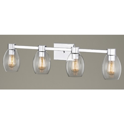 Design Classics Lighting 4-Light Clear Glass Bathroom Light Chrome 2104-26 GL1034-CLR