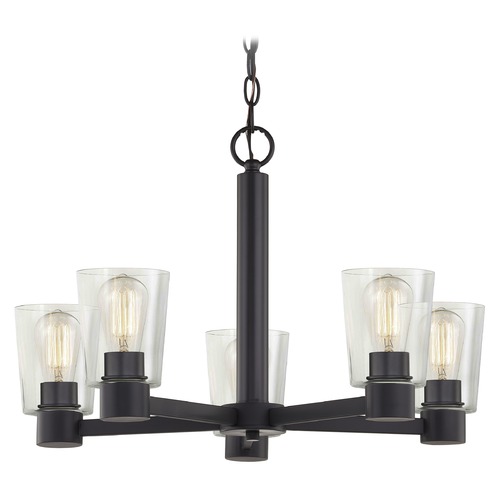 Design Classics Lighting Design Classics Vashon Matte Black Chandelier 2105-07 GL1027-CLR