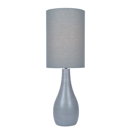 Lite Source Lighting Lite Source Quatro Brushed Grey Table Lamp with Cylindrical Shade LS-24997GRY/GRY