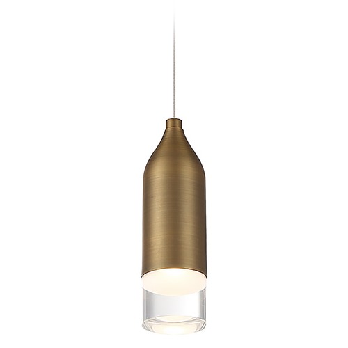 WAC Lighting Wac Lighting Action Aged Brass LED Mini-Pendant Light with Cylindrical Shade PD-76908-AB