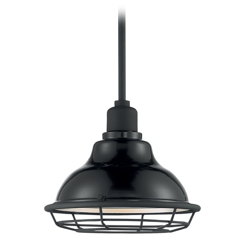 Satco Lighting Newbridge Gloss Black & Silver Barn Light with Warehouse Shade by Satco Lighting 60/7003