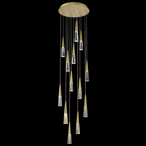 Encino 13-Light Brushed Brass LED Multi-Light Pendant by Avenue Lighting