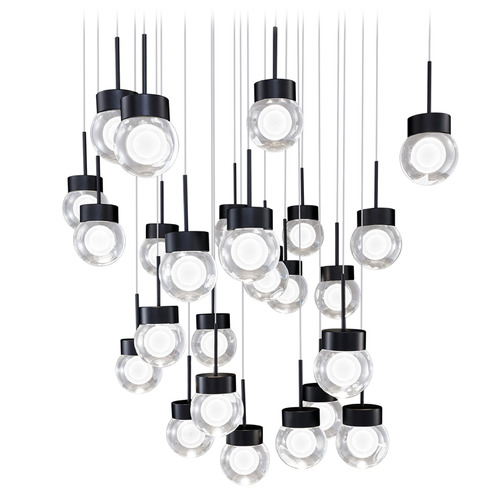 Modern Forms by WAC Lighting Modern Forms Double Bubble Black LED Multi-Light Pendant with Globe Shade PD-82025S-BK