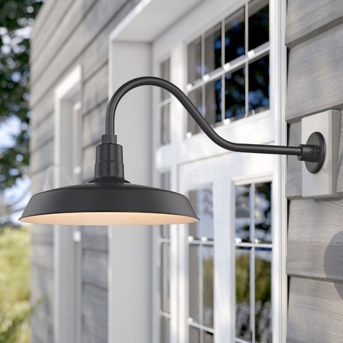 Black Gooseneck Barn Light with 18-Inch Shade
