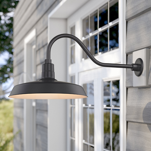 Recesso Lighting by Dolan Designs Black Gooseneck Barn Light with 18-Inch Shade BL-ARMQ-BLK/BL-SH18-BLK