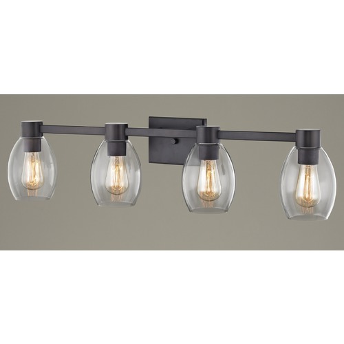 Design Classics Lighting 4-Light Clear Glass Bathroom Light Bronze 2104-220 GL1034-CLR