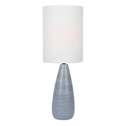 Lite Source Lighting Lite Source Quatro Brushed Grey Table Lamp with Cylindrical Shade LS-23999GRY/WHT