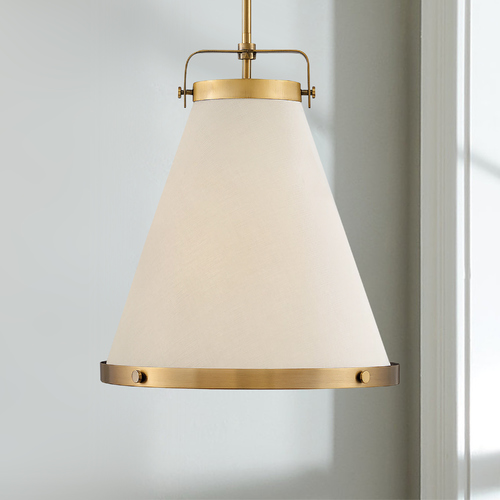 Hinkley Hinkley Lark Lacquered Brass Pendant Light with Conical Shade 4993LCB