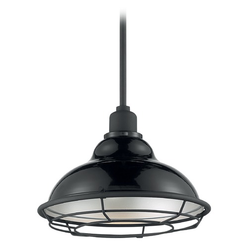 Satco Lighting Newbridge Gloss Black & Silver Barn Light with Warehouse Shade by Satco Lighting 60/7004