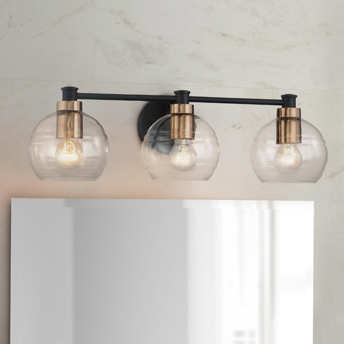 Minka Lavery Keyport Sand Coal with natural Brushed Brass Bathroom Light by Minka Lavery 4913-653